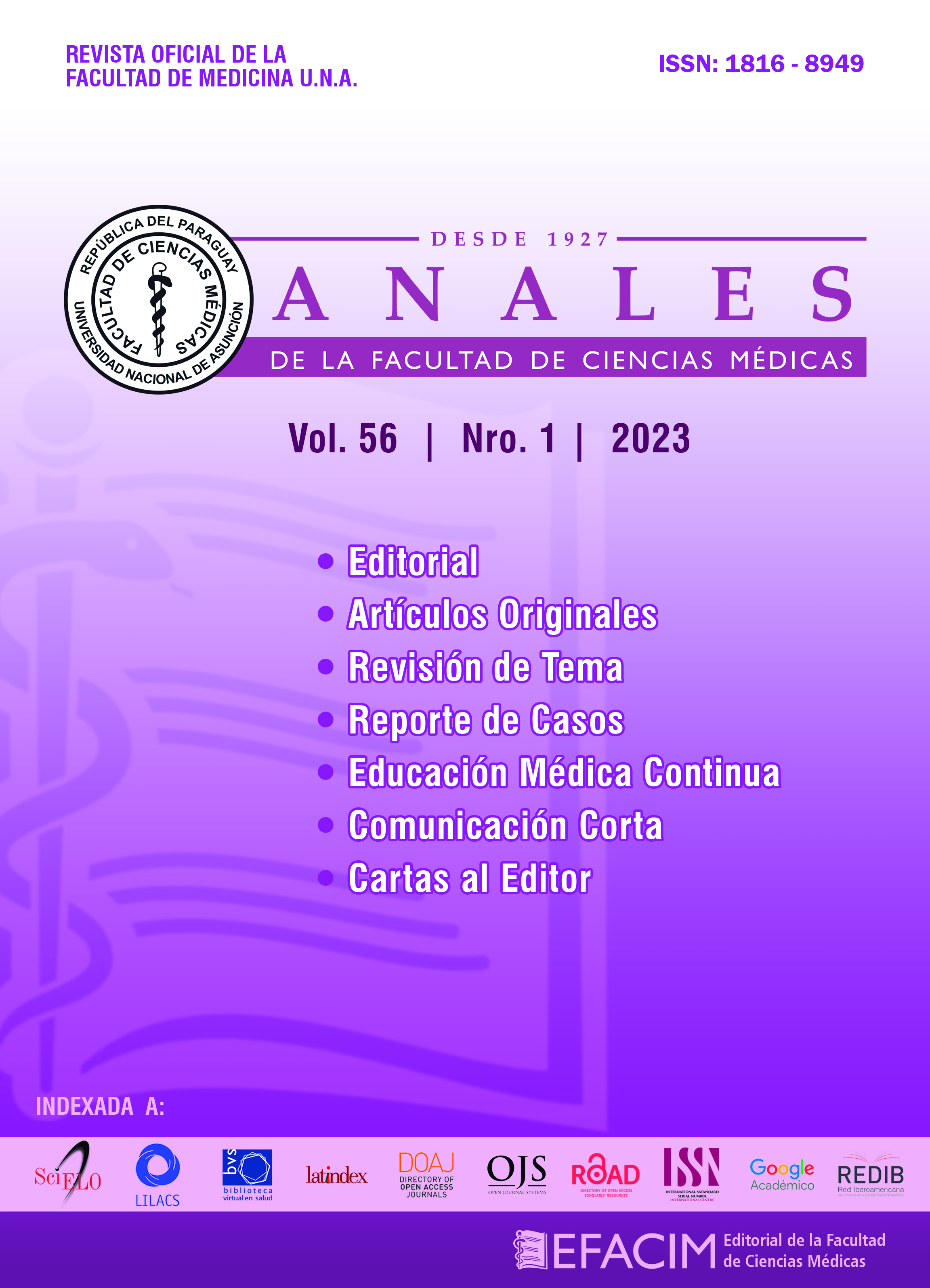 					View Vol. 56 No. 1 (2023): ANALES de la Facultad de Ciencias Médicas
				