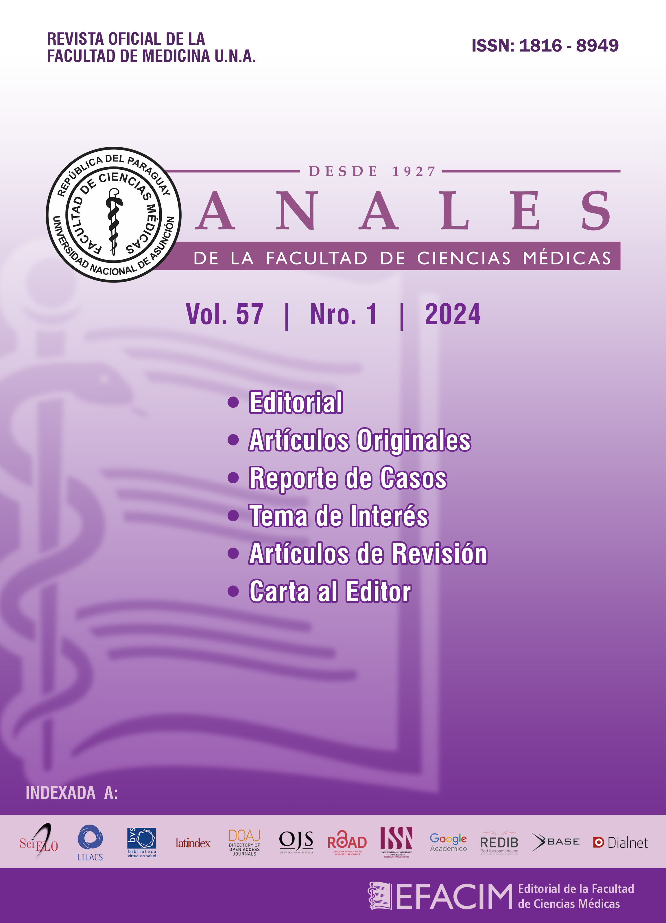 					View Vol. 57 No. 1 (2024): Vol. 57 Núm. 1 (2024): ANALES de la Facultad de Ciencias Médicas
				